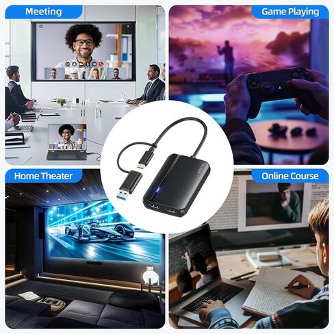 MOKiN HDMI Splitter for Dual Monitors, 4K@30Hz HDMI Splitter Extended Display for macOS/Windows, USB C/USB A 3.0 to Dual Hdmi Adapter for MacBook, Dell, Lenovo, HP (4K@30Hz+1080p) in Kuwait