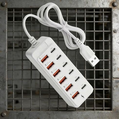 Multi Port USB Charging Station 12 Ports, 66W PD Charger with 6 USB-C & 6 USB-A for Laptop Tablet Phone Desktop Charging Hub in Kuwait