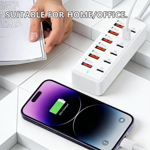 Multi Port USB Charging Station 12 Ports, 66W PD Charger with 6 USB-C & 6 USB-A for Laptop Tablet Phone Desktop Charging Hub in Kuwait