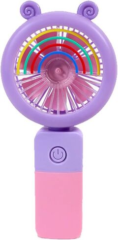 Cartoon Mini Desktop Fan With Base, Portable USB Charging With Light, Handheld Small 1Pcs(Pink) in Saudi Arabia