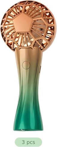 3 قطع من المروحة المحمولة على شكل كأس ذهبي وأخضر متدرج، مروحة تبريد شخصية كهربائية صغيرة قابلة لإعادة الشحن عبر USB، مدمجة، مراوح شخص للسفر في الهواء الطلق، استخدام سطح المكتب، تذكارية in Kuwait