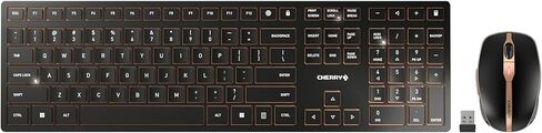 مجموعة لوحة مفاتيح وماوس لاسلكية رفيعة من CHERRY DW 9100 قابلة لإعادة الشحن مع آلية مقص SX، ضغطة مفتاح صامتة كتابة هادئة مع تصميم رفيع للعمل أو المكتب المنزلي. (أبيض فضي) in Kuwait