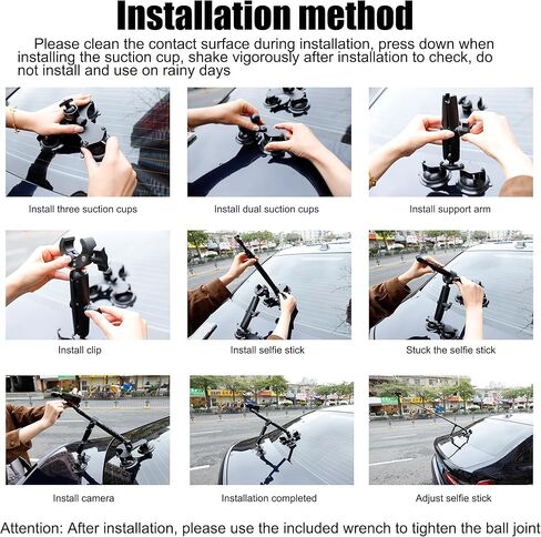 حامل سيارة PellKing بـ 5 أكواب شفط لـ DJI Osmo Pocket 4 3، لقطات جوية على ارتفاعات منخفضة، جهاز إطلاق النار على السيارة متوافق مع GoPro 13 12 11 10، GoPro MAX 2، DJI OSMO Action Cameras in Kuwait