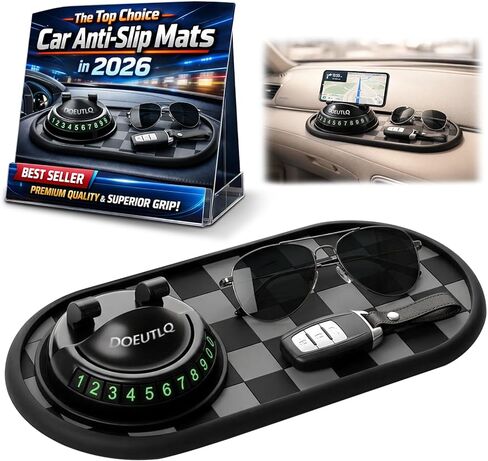 Multifunctional Car Anti-Slip Mat Dash Phone Holder New Accessories Dashboard Mat Non Slip Cover Driver Essentials Support Stand All in One Car Organizer Pad Dash Board Sticky Pad (Black & Gray) in Kuwait