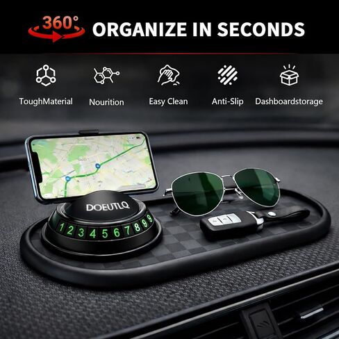 Multifunctional Car Anti-Slip Mat Dash Phone Holder New Accessories Dashboard Mat Non Slip Cover Driver Essentials Support Stand All in One Car Organizer Pad Dash Board Sticky Pad (Black & Gray) in Kuwait