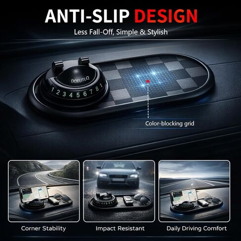 Multifunctional Car Anti-Slip Mat Dash Phone Holder New Accessories Dashboard Mat Non Slip Cover Driver Essentials Support Stand All in One Car Organizer Pad Dash Board Sticky Pad (Black & Gray) in Kuwait