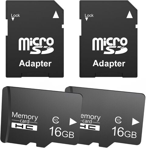 Micro SD Card 16GB SDHC C10 U1, 2 Pack Class 10 High Speed Memory Card with SD Adapter for Camera, Dash Cam, GPS, MP3 Player, Phone1 in Kuwait