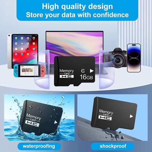 Micro SD Card 16GB SDHC C10 U1, 2 Pack Class 10 High Speed Memory Card with SD Adapter for Camera, Dash Cam, GPS, MP3 Player, Phone1 in Kuwait
