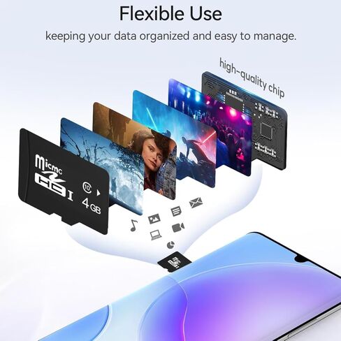 Micro Memory Card,TF Card Micro SD Memory Card,Class 10/UHS-I/A1 TransFlash Card,90MB/s Read Speed,4K UHD&5K Video Support,TF Card for Smartphone,Drone,Security Camera,PC,DSLR Camera,4G Capacities in Kuwait