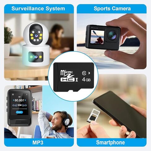 Micro Memory Card,TF Card Micro SD Memory Card,Class 10/UHS-I/A1 TransFlash Card,90MB/s Read Speed,4K UHD&5K Video Support,TF Card for Smartphone,Drone,Security Camera,PC,DSLR Camera,4G Capacities in Kuwait