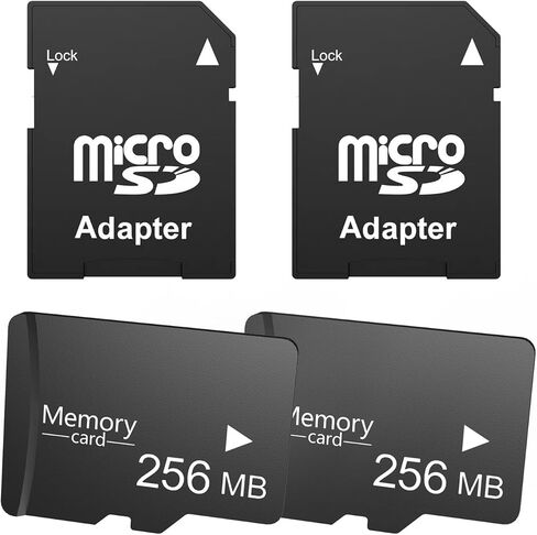 بطاقة Micro SD سعة 256 ميجابايت (0.25 جيجابايت) عبوتان مع محول SD، بطاقة ذاكرة ذات سعة صغيرة للملفات الصغيرة فقط - غير مناسبة للكاميرا أو الهاتف1 in Kuwait