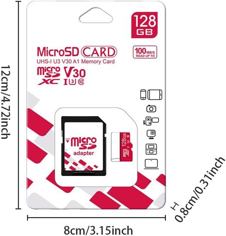 128GB High Speed Memory Card, Universal Micro SD Card for Dash Cam, Surveillance Camera and Smart Electronic Devices Storage, C in Kuwait