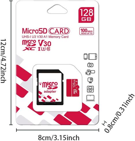 128GB High Speed Memory Card, Universal Micro SD Card for Dash Cam, Surveillance Camera and Smart Electronic Devices Storage, D in Kuwait