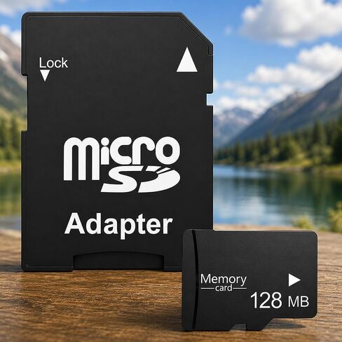 بطاقة Micro SD سعة 128 ميجابايت (0.12 جيجابايت)، بطاقة ذاكرة كبيرة السعة مع محول SD، لمشغلات MP3، والهواتف القديمة، والملفات الصغيرة فقط - ليست لأجهزة الكاميرا/Dashcam/GB in Kuwait
