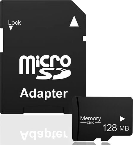 بطاقة Micro SD سعة 128 ميجابايت (0.12 جيجابايت)، بطاقة ذاكرة كبيرة السعة مع محول SD، لمشغلات MP3، والهواتف القديمة، والملفات الصغيرة فقط - ليست لأجهزة الكاميرا/Dashcam/GB in Kuwait