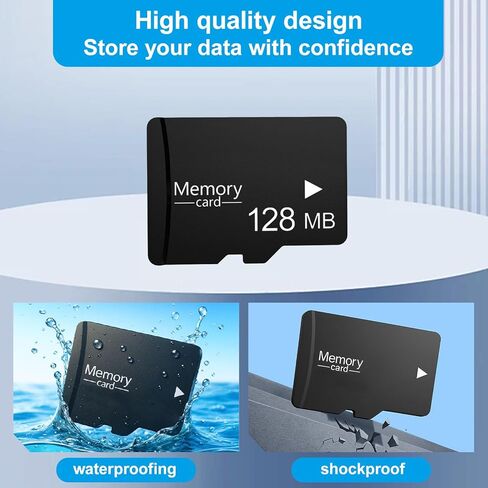بطاقة Micro SD سعة 128 ميجابايت (0.12 جيجابايت)، بطاقة ذاكرة كبيرة السعة مع محول SD، لمشغلات MP3، والهواتف القديمة، والملفات الصغيرة فقط - ليست لأجهزة الكاميرا/Dashcam/GB in Kuwait
