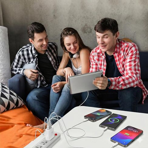 كتلة شاحن USB-C بقدرة 60 واط من TT&C (عبوة من قطعتين)، محور شحن سريع بـ 4 منافذ (2 USB-C، 2 USB-A)، قابس حائط PD 3.0 متوافق مع iPhone 17/16/15 وiPad وSamsung Galaxy S25/S24/S23 in Kuwait