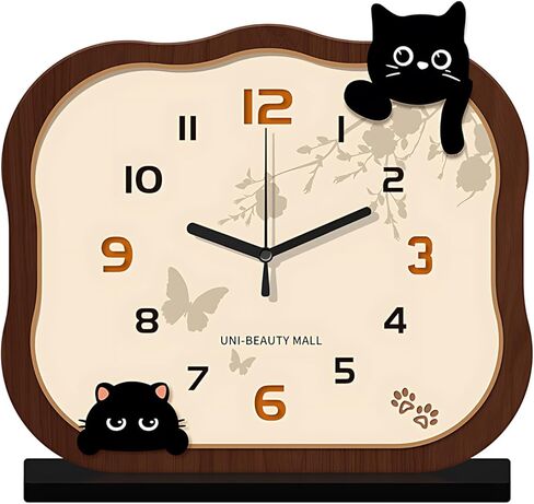 Wooden Table Clock, Silent Non-Ticking Quartz Desk Clocks, Sweep Movement, Battery Operated Decorative Clock for Home/Office/Living Room/Bedroom (Beige) in Saudi Arabia