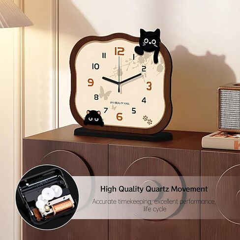 Wooden Table Clock, Silent Non-Ticking Quartz Desk Clocks, Sweep Movement, Battery Operated Decorative Clock for Home/Office/Living Room/Bedroom (Beige) in Saudi Arabia