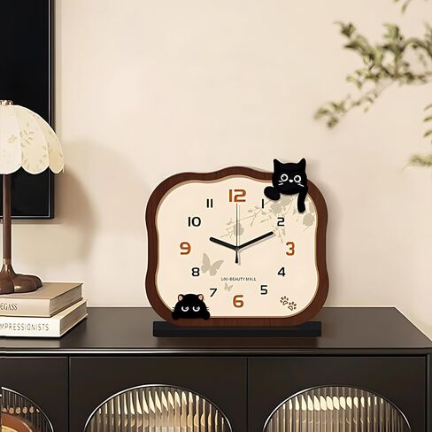 Wooden Table Clock, Silent Non-Ticking Quartz Desk Clocks, Sweep Movement, Battery Operated Decorative Clock for Home/Office/Living Room/Bedroom (Beige) in Saudi Arabia