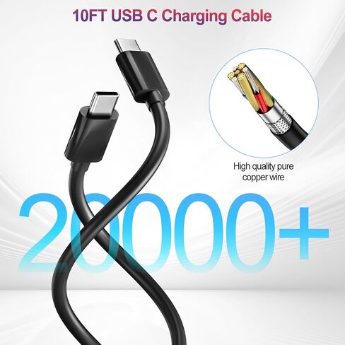 شاحن سامسونج فائق السرعة 60 وات لشواحن هواتف أندرويد، 2 حزمة شاحن USB C كتلة شحن سريع وسلك كابل USB C بطول 10 أقدام لهاتف Samsung Galaxy S26 Ultra/S26/S26+/S25 Ultra/S25/S24/S23/S22 Ultra/S20 in Kuwait