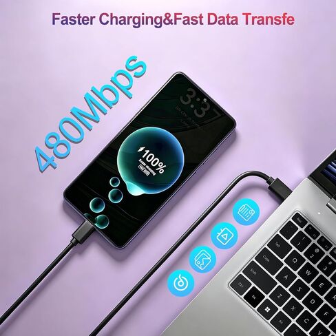 شاحن سامسونج فائق السرعة 60 وات لشواحن هواتف أندرويد، 2 حزمة شاحن USB C كتلة شحن سريع وسلك كابل USB C بطول 10 أقدام لهاتف Samsung Galaxy S26 Ultra/S26/S26+/S25 Ultra/S25/S24/S23/S22 Ultra/S20 in Kuwait
