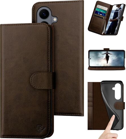 DuckSky Compatible with Samsung Galaxy S26 Genuine Leather Wallet case【RFID Blocking】【4 Credit Card Holder】【Real Leather】 Flip Phone case Cover Women Men for Samsung S26 case Brown in Saudi Arabia