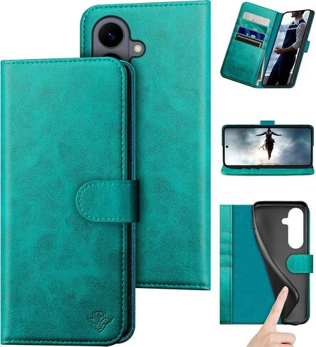 DuckSky متوافق مع حافظة محفظة جلدية أصلية لهاتف Samsung Galaxy S26 【حجب RFID 】 【4 حامل بطاقات ائتمان 】 【جلد حقيقي 】 غطاء هاتف قابل للطي للنساء والرجال لهاتف Samsung S26 بني in Kuwait
