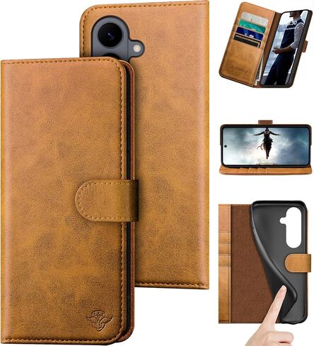 DuckSky Compatible with Samsung Galaxy S26 Genuine Leather Wallet case【RFID Blocking】【4 Credit Card Holder】【Real Leather】 Flip Phone case Cover Women Men for Samsung S26 case Brown in Saudi Arabia