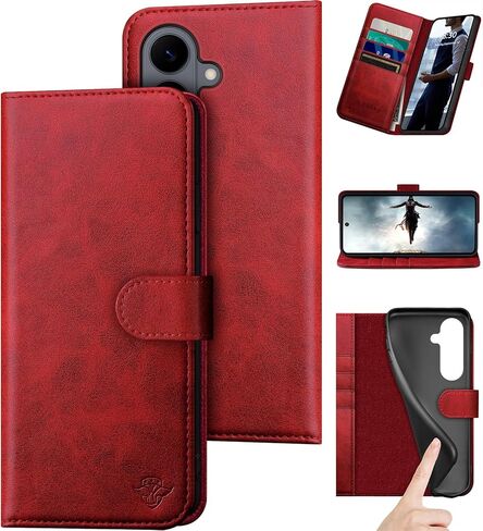 DuckSky Compatible with Samsung Galaxy S26 Genuine Leather Wallet case【RFID Blocking】【4 Credit Card Holder】【Real Leather】 Flip Phone case Cover Women Men for Samsung S26 case Brown in Saudi Arabia