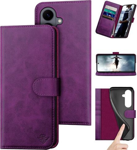 DuckSky Compatible with Samsung Galaxy S26 Genuine Leather Wallet case【RFID Blocking】【4 Credit Card Holder】【Real Leather】 Flip Phone case Cover Women Men for Samsung S26 case Brown in Saudi Arabia