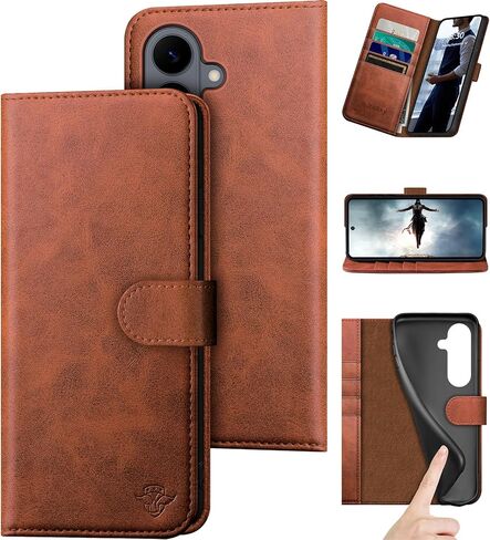 DuckSky Compatible with Samsung Galaxy S26 Genuine Leather Wallet case【RFID Blocking】【4 Credit Card Holder】【Real Leather】 Flip Phone case Cover Women Men for Samsung S26 case Brown in Saudi Arabia