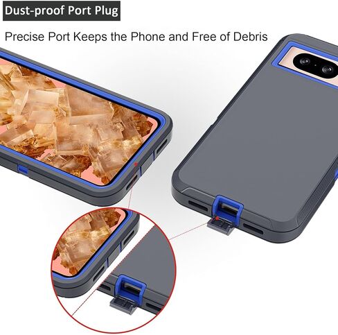 Compatible with Google Pixel 8 Pro Case, with Belt Clip Holster Heavy Duty Rugged Shockproof Full Body Protection Kickstand Phone case for Google Pixel 8 Pro 6.7-inch 2023 (Google Pixel 8 Pro, Blue) in Kuwait