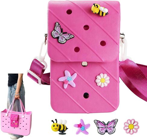 6 عبوات من حامل هاتف EVA DIY لحقائب Bogg، أدخل ملحقات منظم لجميع العلامات التجارية/الأحجام، حقيبة الشاطئ المطاطية مع حقيبة كروس بحزام الكتف (أزرق غامق، 6 عبوات) in Kuwait