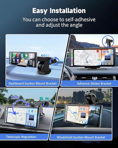 Wireless Apple CarPlay Screen for Car–10.26" Portable Carplay & Android Auto Touchscreen Car Stereo with App Control, 4K Dash Cam, Backup Camera, GPS, Mirror Link, Voice Control,for All Vehicles in Kuwait