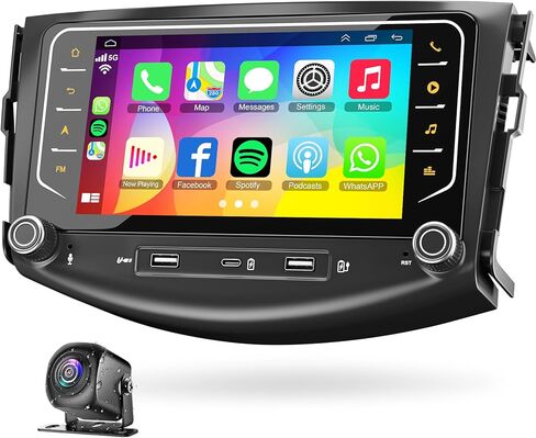 راديو سيارة 8Core+64G لسيارة Toyota RAV4 2007-2012، نظام Android 15 GPS Navigation Stereo، مع Carplay Wireless Android Auto، وحدة رأس تعمل باللمس Bluetooth 5.2، التحكم في عجلة القيادة، كاميرا احتياطية، FM، DSP in Kuwait