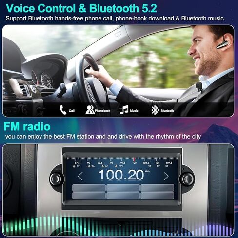 شاشة CarPlay QLED 4 جيجابايت + 64 جيجابايت لسيارة دودج رام 1500/2500/3500 (2006-2008)، لسيارة كرايسلر 300 300C (2005-2007)، لسيارة جيب جراند شيروكي (2005-2009)، ستيريو راديو السيارة أندرويد 13 in Kuwait