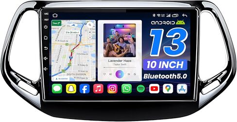 10 Inch Car Radio Stereo for Jeep Compass 2017-2020: 1280*800HD Touchscreen Replacement with Wireless CarPlay Android Auto,[4GB+64GB] Android 13 Player Radio with Bluetooth,5GWiFi,SWC,Mirror Link, GPS in Kuwait