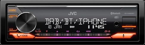 JVC KD-X482DBT راديو سيارة USB مع DAB+ ومجموعة بلوتوث بدون استخدام اليدين (USB، مدخل AUX، 3 × مخرج مسبق 2.5 فولت، Amazon Alexa، معالج صوت، 4 × 50 واط، إضاءة VAR)، أسود in Kuwait
