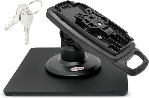 ENS Tailwind Ingenico Lane/5000 V2 3" Latch and Key Lock Compact Pole Mount Terminal Stand with Square Freestanding Mobility Base Plate, Black in Kuwait