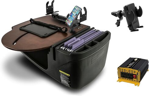 مكتب السيارة AutoExec Roadmaster ومحطة العمل المحمولة مع حامل الهاتف وحامل الطابعة ومشبك فتحة تهوية الهاتف، من خشب الماهوجني in Kuwait