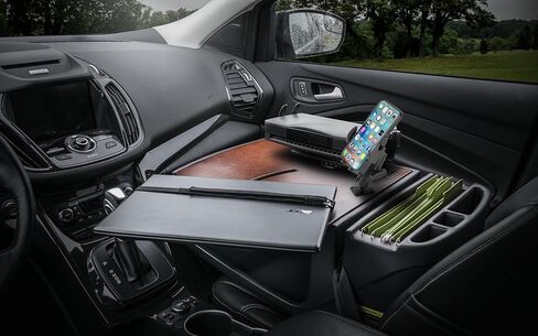 مكتب السيارة AutoExec Roadmaster ومحطة العمل المحمولة مع حامل الهاتف وحامل الطابعة ومشبك فتحة تهوية الهاتف، من خشب الماهوجني in Kuwait