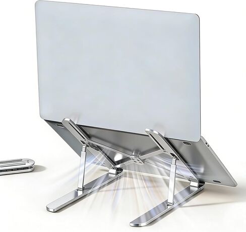 Ergonomic Foldable Computer Stand, 10-Level Height Adjustable Aluminum Laptop Stand, Compatible with 17.3 Inch Laptops, Tablets & Drawing Tablets, for MacBook, HP, Lenovo, Dell (Black) in Saudi Arabia