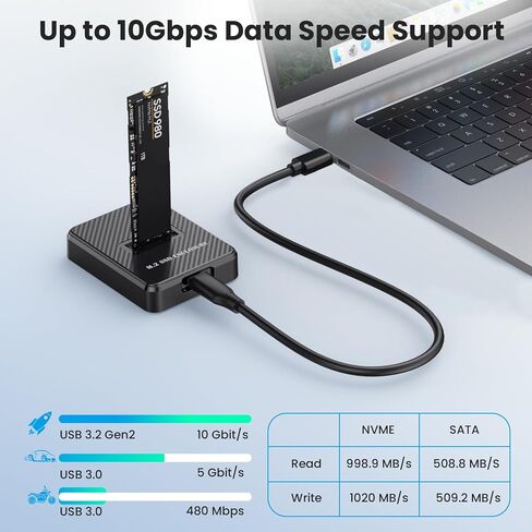 M.2 SSD to USB-C Adapter 10Gbps Support NVMe (M Key, B+M Key) & SATA (B+M Key) SSD up to 8TB M.2 SSD Enclosure in Kuwait