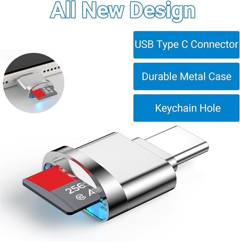 USB-C Card Reader USB 2.0 Adapter, Compact Metal Type C to Micro SD SDXC TF, for Phone Tablet Laptop, Silvery in Kuwait