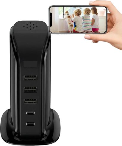 كاميرا أمان بشاحن USB 1080 بكسل، كاميرا مربية داخلية لاسلكية مع رؤية ليلية لمراقبة الحيوانات الأليفة في المنزل in Kuwait