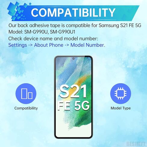3PCS Battery Door Cover Adhesive Tape for Samsung Galaxy S21 FE 5G Back Cover Sticker Adhesive Tape Glue Replacement for samsungs21 fe 5g SM-G990U SM-G990U1 in Kuwait