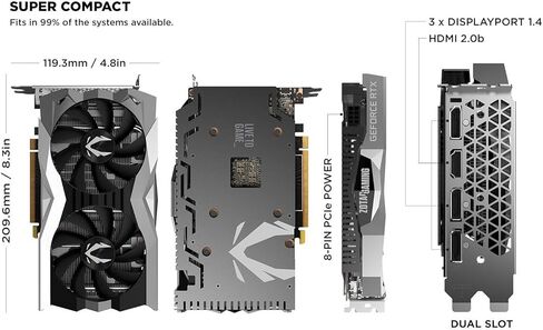 ZOTAC Gaming GeForce RTX 2060 Twin Fan 6GB GDDR6 192-bit Gaming Graphics Card, Super Compact, IceStorm 2.0, ZT-T20600F-10M (Renewed) in Kuwait