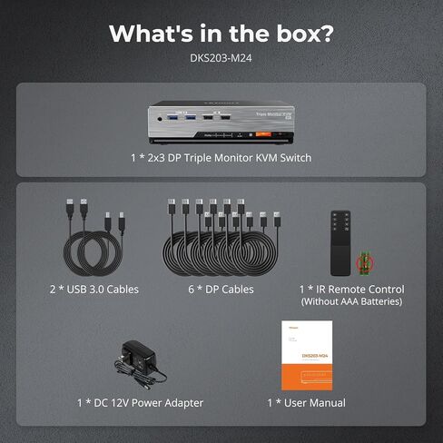 محول TESmart DP KVM 3 شاشات 2 جهاز كمبيوتر 8K@60 هرتز، USB 3.0 KVM Switch شاشة ثلاثية 2 جهاز كمبيوتر DisplayPort 1.4، EDID، 1G Ethernet، مفتاح Hotkey، 4K@144 هرتز للألعاب والمكتب المنزلي in Kuwait