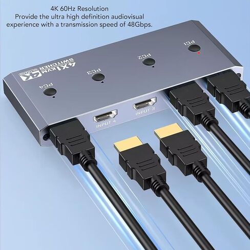 Bewinner 4K 60Hz HDMI KVM with USB 2.0 for 4 Computers, 4 Port Switcher Share One Monitor & USB Devices, Support CEC VRR ALLM, Aluminum Housing in Kuwait